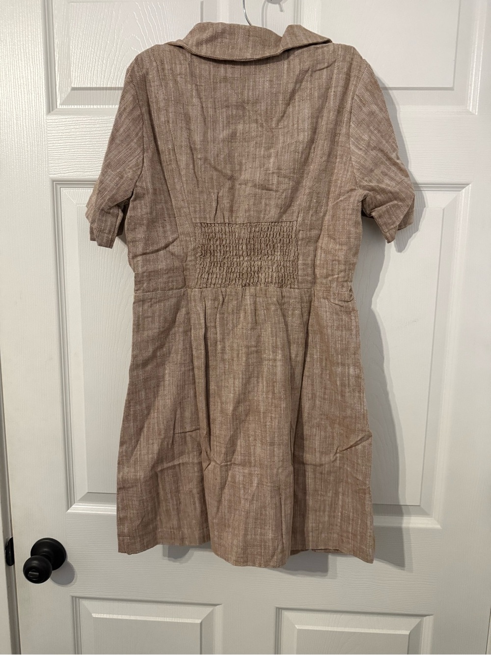 NWT Lost + Wander Neutral Taupe Short-Sleeve Wrap Dress mini - Picture 2 of 4